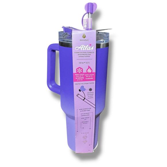 Manna Atlas‎ 40 Oz Stainless Steel Tumbler W/ Straw Brand New - Picture 3 of 5